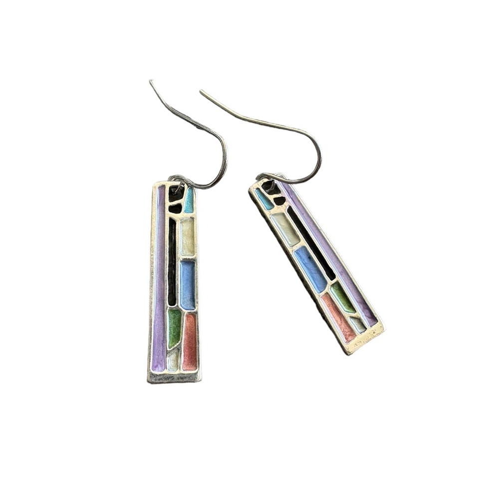 Handmade Colorful Mosaic Pendant Earrings